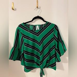 Chevron/Striped Green Blouse